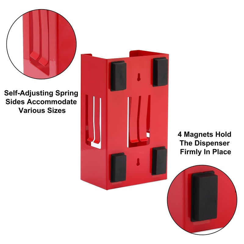 Mayouko Magnetic Dispenser Holder  Red Box Holder Wall Mount for Tissues  Disposal Gloves  Wipes  Tool Cart Accessory  8LBS - Image 4